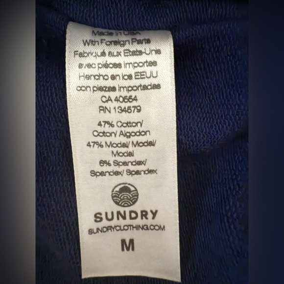 Sundry Open Back Crop Top Navy Stripe Cotton Modal Size Medium NWT - Picture 8 of 8